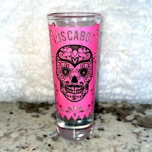Vintage Los Cabos Shot Glass.  Skull face